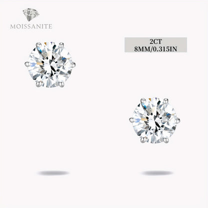 Moissanite Stud Earrings D Color VVS Brilliant Round Cut S925 Sterling Silver – 1CT to 10CT Options, Velvet Pouch & Polishing Cloth Included, Perfect Birthday, Christmas & Valentine’s Day Gift (4.25g)