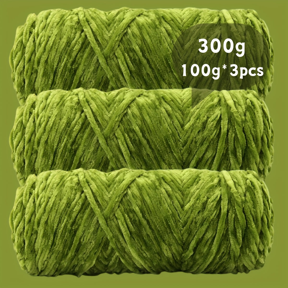 Velvet Chenille Yarn 3-Pack 300g (100g x3) Soft Bulky Knitting Crochet Yarn 47 Colors Beginner Friendly Luxury Handcraft for Sweaters Scarves Hats Dolls Bags Amigurumi DIY Projects