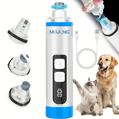 Quiet Dog Nail Grinder with LED Light – 3-Speed Rechargeable Electric Pet Nail Trimmer Kit, Painless Paw Grooming for Small Medium Large Dogs & Cats
