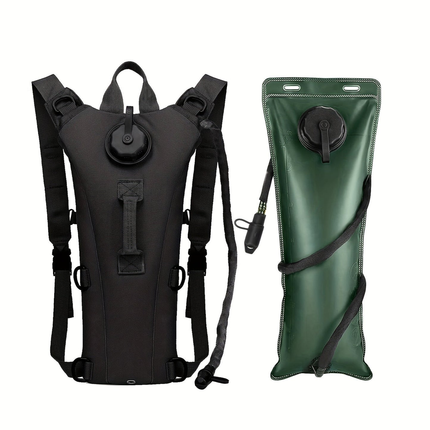 Hydration Backpack with 3L Water Bladder – Nylon Hiking Pack with Included Water Bag for Camping, Trail Running & Outdoor Adventures, Available in Khaki, Green, Camo & Camo Gray