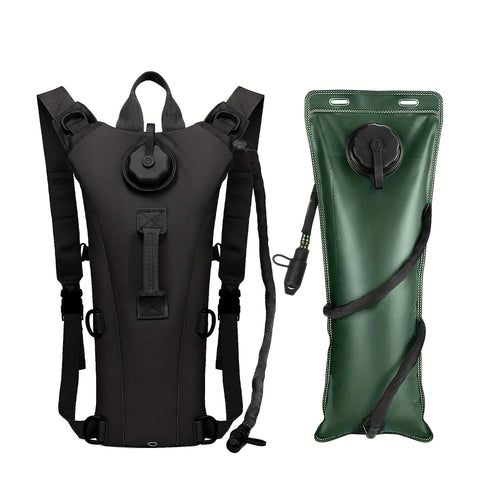 Hydration Backpack with 3L Water Bladder – Nylon Hiking Pack with Included Water Bag for Camping, Trail Running & Outdoor Adventures, Available in Khaki, Green, Camo & Camo Gray