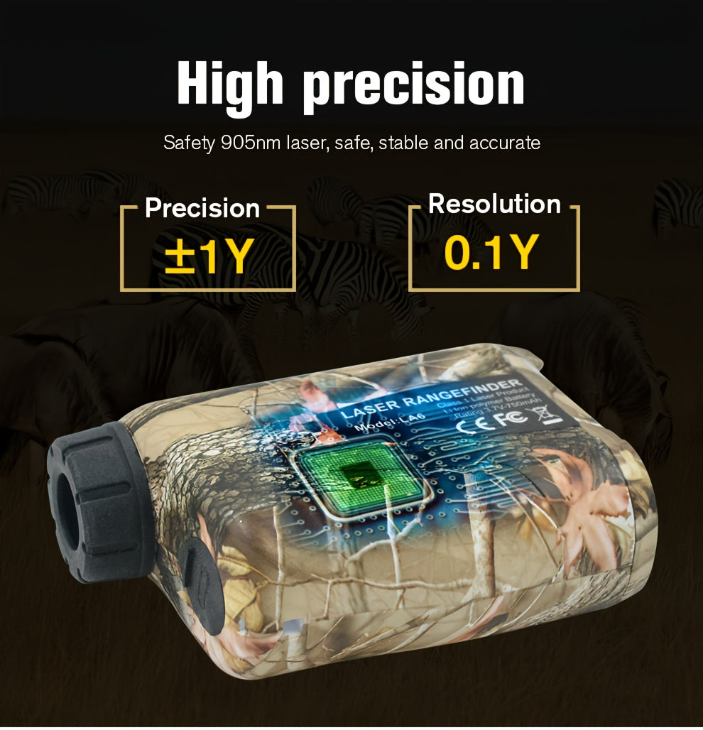 Laser Rangefinder 1200 Yards – 6X Magnification, Rechargeable, Slope Compensation, Flagpole Lock, Speed & Altitude Measurement, Golf & Hunting Camo Design