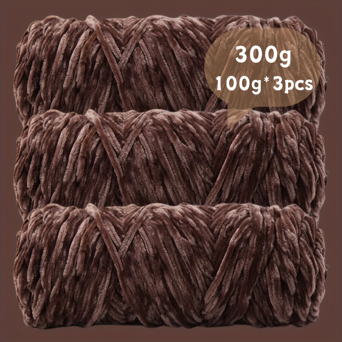 Velvet Chenille Yarn 3-Pack 300g (100g x3) Soft Bulky Knitting Crochet Yarn 47 Colors Beginner Friendly Luxury Handcraft for Sweaters Scarves Hats Dolls Bags Amigurumi DIY Projects