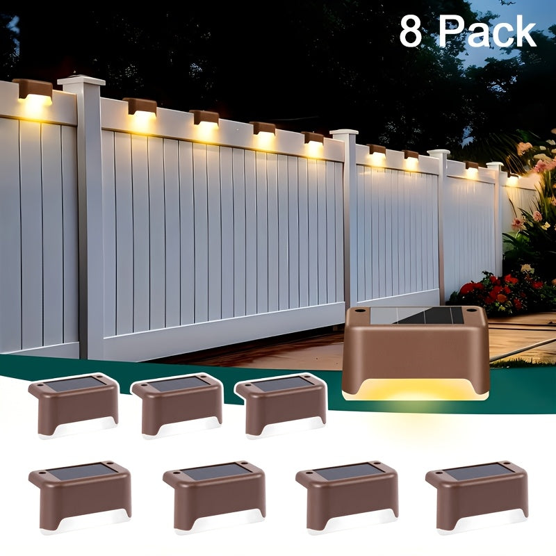 Solar LED Deck Lights Outdoor Stair Step Lights Auto On/Off 12-Hour Warm White Lighting for Fence, Pathway, Patio, Balcony & Yard – Weatherproof ABS, Pack of 8, 16 or 32 – No Wiring Required