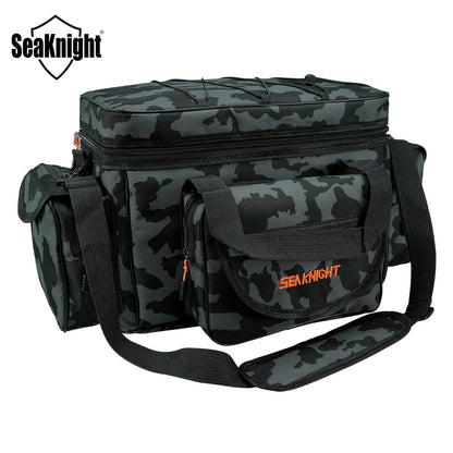SeaKnight Fishing Tackle Bag Camo – Large Capacity Waterproof Nylon Shoulder Bag for Bass Trout Fishing Hiking Camping Outdoor Sports Travel Men Women