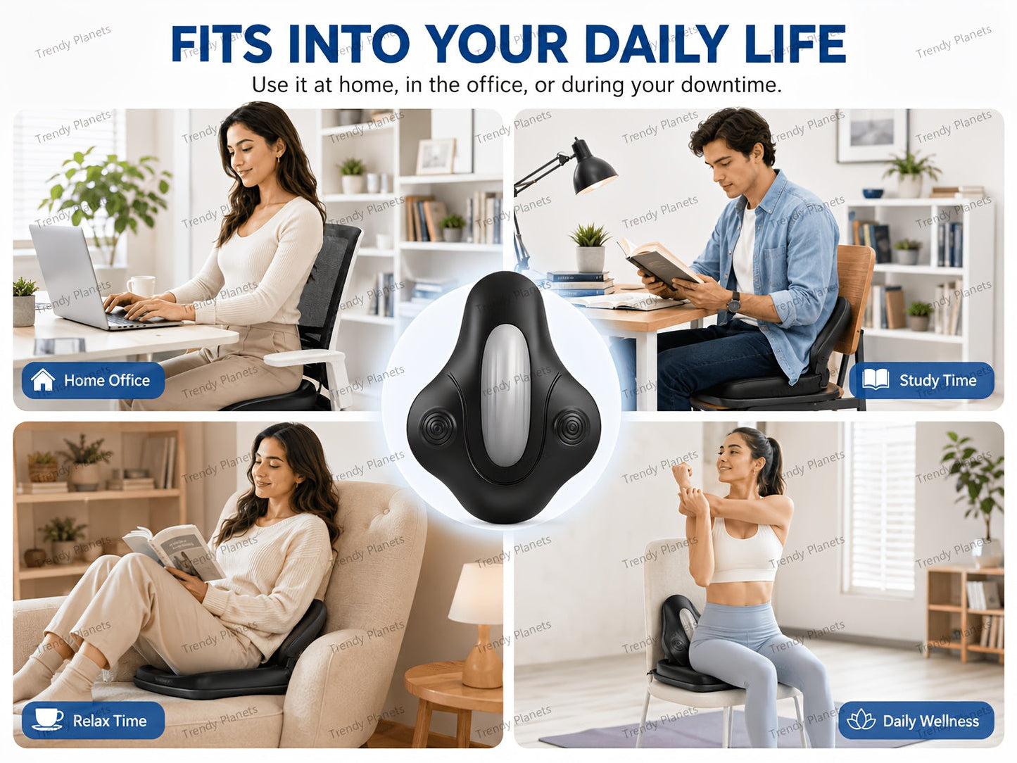 Electric Pelvic Floor Trainer – Cordless Kegel Cushion Device with 6 Vibration Modes for Pelvic Floor Exercises & Muscle Relaxation, Quiet Rechargeable Fitness Equipment for Men & Women at Home