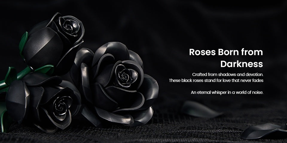 Gothic Black Rose 3D Building Brick Set 152 Pieces Artificial Flower Bouquet Display Model Kit Three Black Roses Unique Gift for Adults Teens Valentine Birthday Halloween Christmas