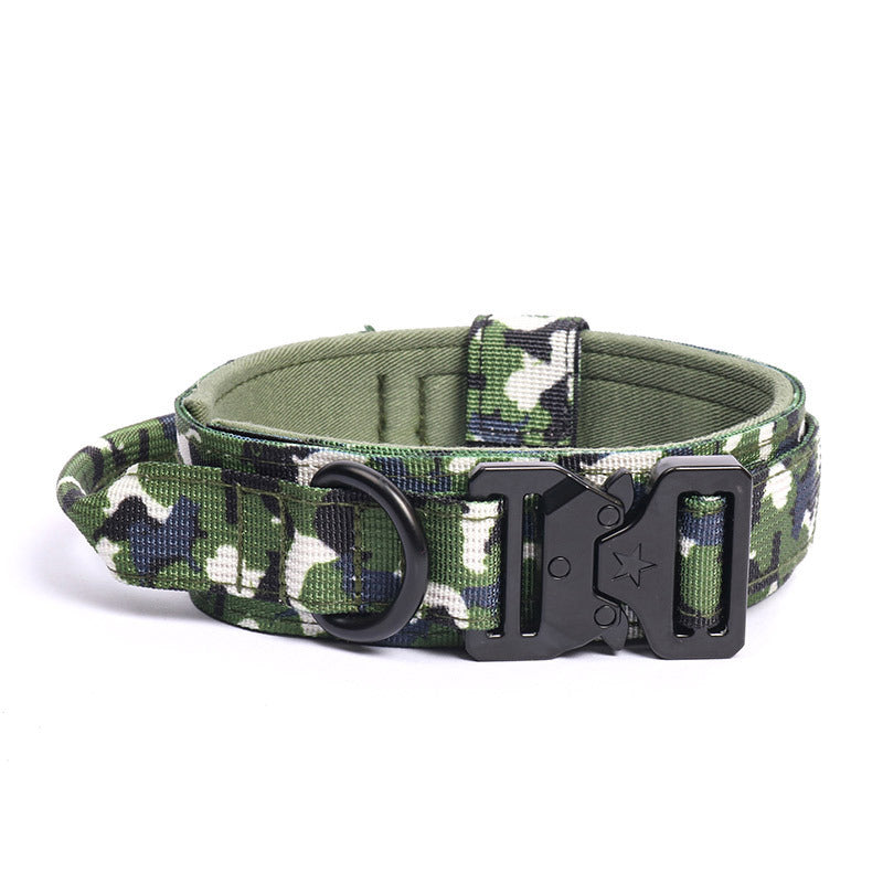Heavy Duty Tactical Dog Collar with Handle & Quick-Release Metal Buckle – 1.8" Wide Nylon Collar for Medium & Large Dogs, Ideal for Training, Agility, Outdoor & Search & Rescue