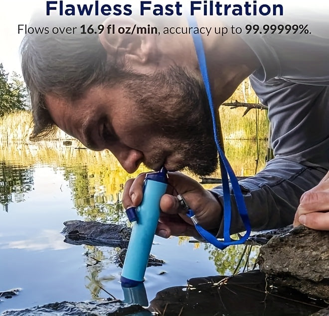 Portable Water Filter Purifier Straw Survival Kit – Durable ABS Filtration Straw with Lanyard & Extension Tube for Camping, Hiking, Backpacking, Travel, Wilderness & Emergency Preparedness – 1/2/4/6 Pack