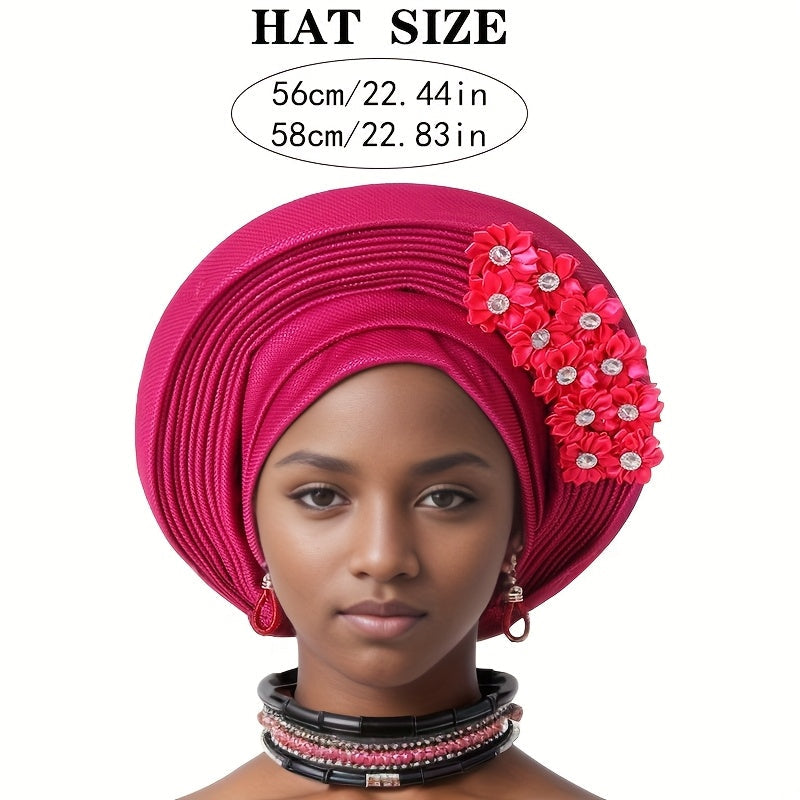 African Nigerian Gele Hat Layered Applique Headpiece Women Wedding Tea Party Fascinator Traditional Headwear 15 Colors Mother's Day Gift