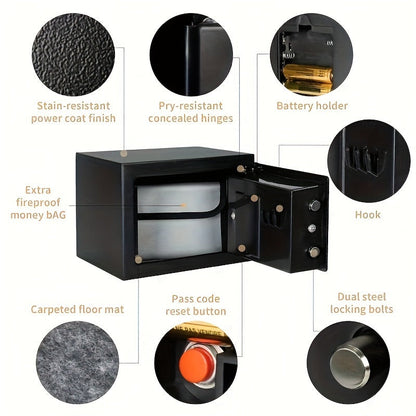 0.2 Cubic Foot Electronic Digital Safe Box with Fireproof Money Bag – Keypad Lock Home Security Safe for Cash, Jewelry, Documents & Valuables, Compact Office & Bedroom Safe