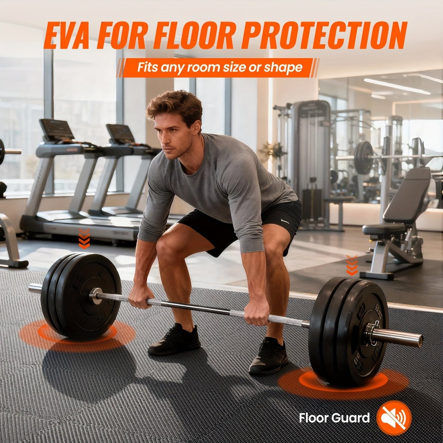 Interlocking Gym Floor Mats 36/48pcs EVA Foam Puzzle Tiles 12"x12" Non-Slip Exercise Mat for Home Gym Garage Playroom Fitness – Includes Border Strips, Coffee & Leaf Pattern