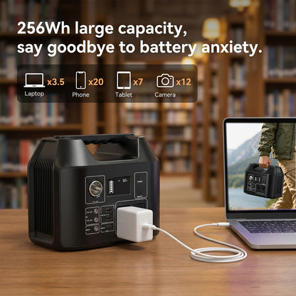 Portable Power Station 100W / 300W Solar Generator – AC Outlet, USB QC3.0, DC Port, LED Flashlight, High Capacity Battery Pack for Camping Hiking Road Trip CPAP Hurricane Emergency