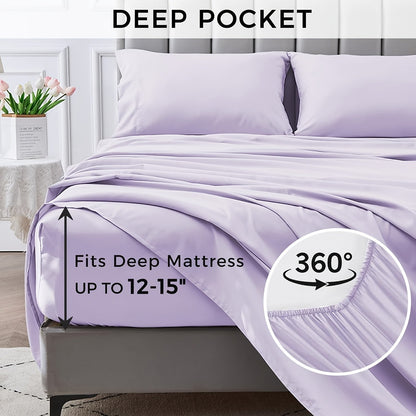 4-Piece Microfiber Bed Sheet Set Deep Pocket – Ultra Soft Breathable Hotel-Grade Sheets, Fade & Shrink Resistant, All Season, Twin Full Queen King, Multiple Colors
