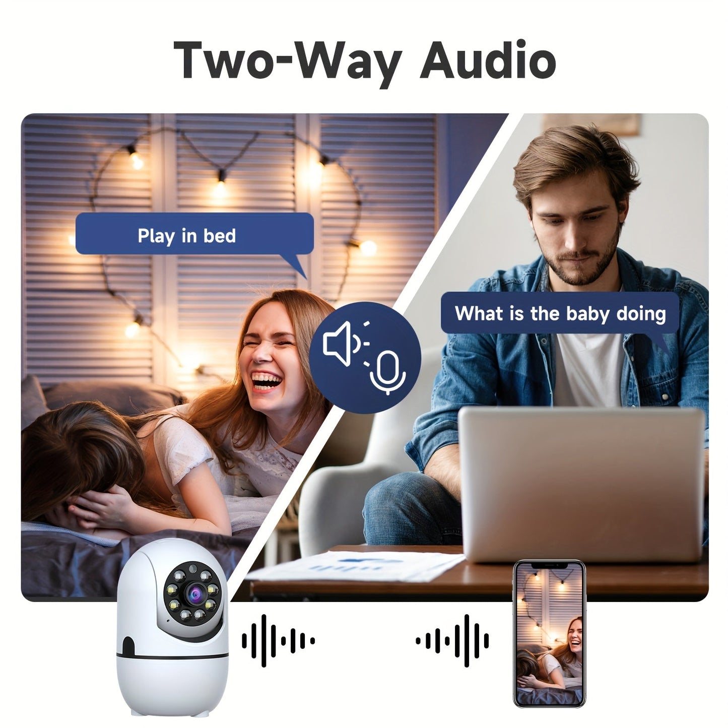 2-Pack Indoor Security Camera 355° Rotation – 2.4G/5G WiFi, Motion Detection, Full-Color Night Vision, Two-Way Audio, Cloud & 256GB TF Card Storage, Alexa Compatible, Baby & Pet Monitor for Home