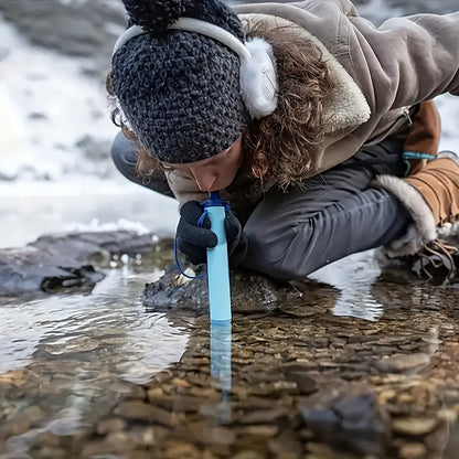 Personal Water Filter Straw Mini Water Purifier Survival Gear for Hiking Camping Travel Emergency Preparedness, Portable Filtration Straw Removes Bacteria & Contaminants - Set 1, 2 & 4 Options