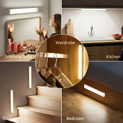 USB-C Rechargeable LED Motion Sensor Cabinet Lights 3 & 6 Pack – Wireless Magnetic Under Cabinet Night Light with 3 Modes for Kitchen, Closet, Stairs, Hallway & Bathroom, 10cm/20cm/30cm