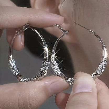 925 Sterling Silver Oversized Hoop Earrings for Women – Minimalist Large Round Hoops, Vintage Elegant Daily & Party Fashion Jewelry Gift for Her