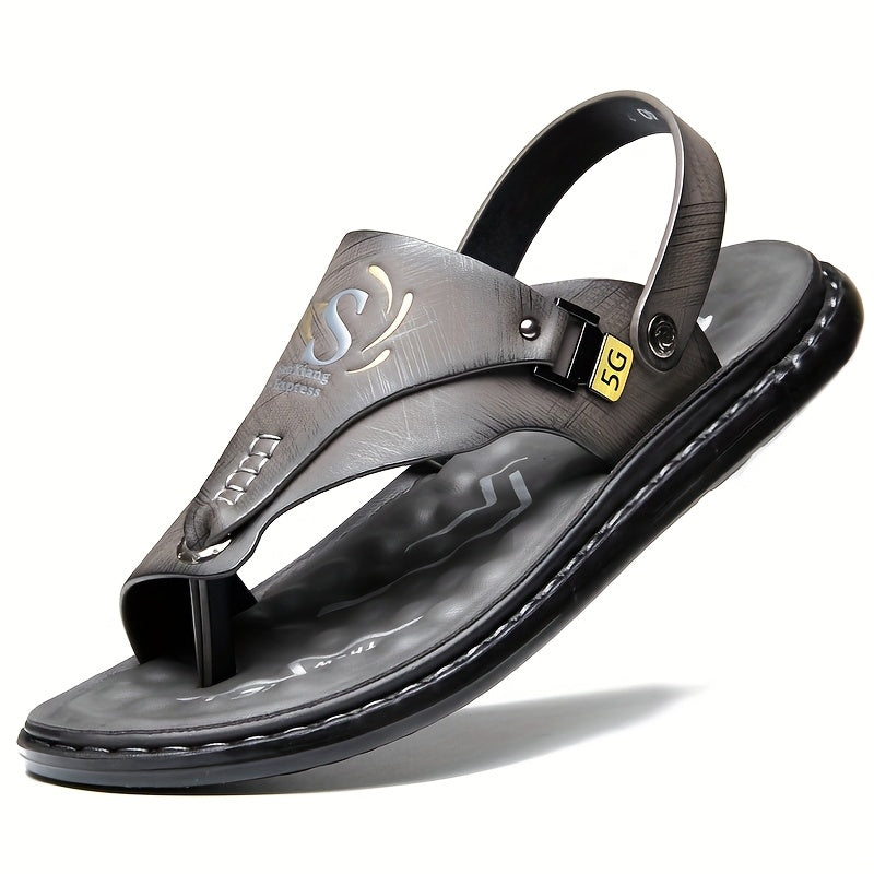 Men's Hiking Sandals with Arch Support – Slip-On Sports Beach Walking Sandals, Lightweight Casual Outdoor Shoes, Black Grey Brown, Sizes US 7–13.5, All Season Comfort