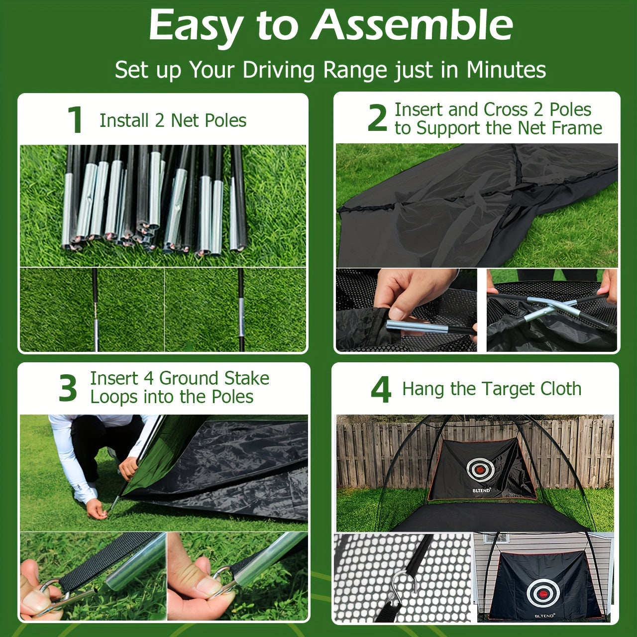 10x7ft Golf Practice Net & Mat Set with Balls, Tees & Carry Bag – Heavy Duty Golf Hitting Net for Backyard, Basement & Indoor Outdoor Use, Golf Training Equipment Gift for Men & Women