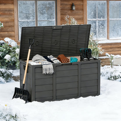 75 Gallon Resin Outdoor Storage Box with Handles Deck Box for Pool Accessories Garden Tools Camping Gear