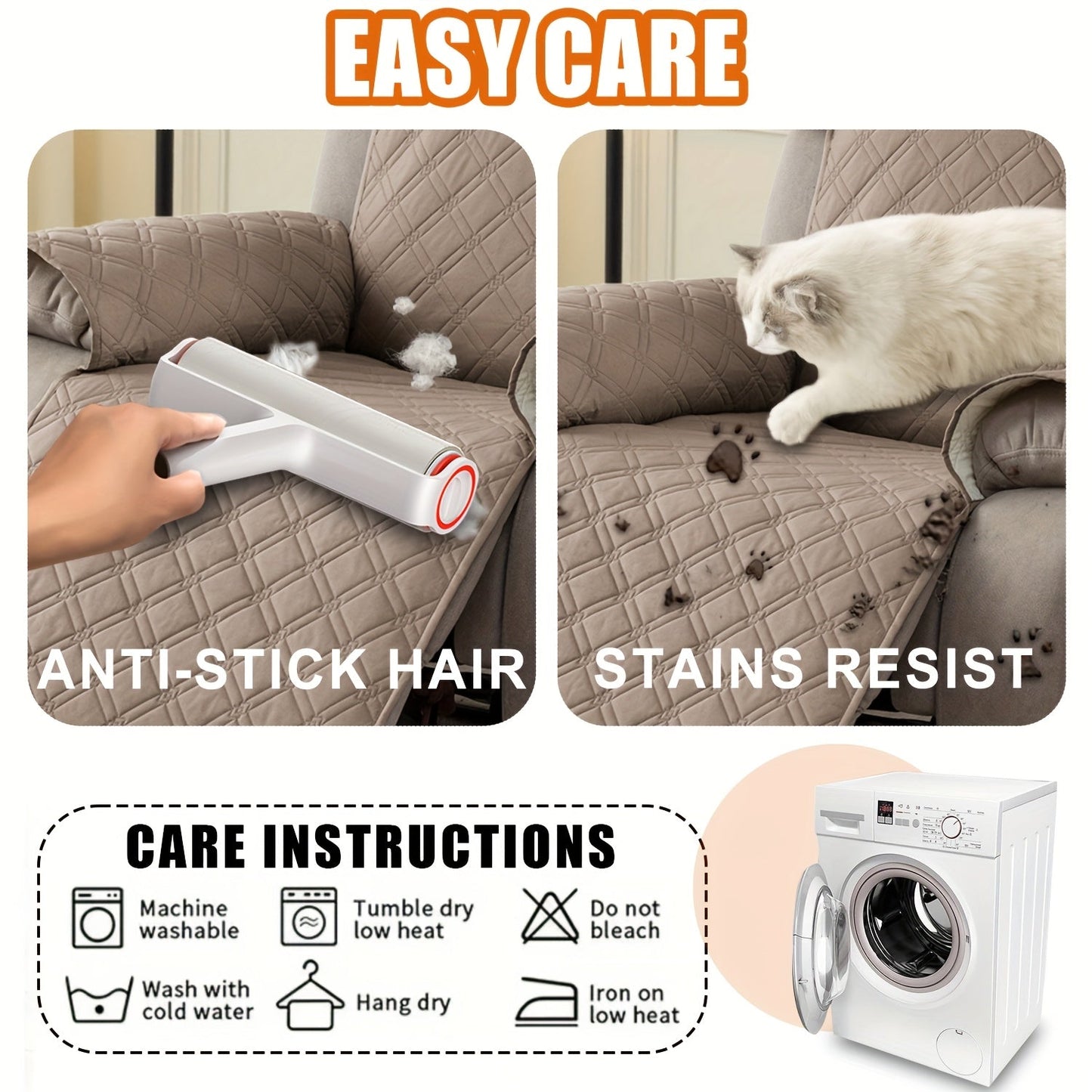 Waterproof Recliner Cover Slipcover with Side Pockets Anti-Slip Straps 4-Layer Quilted Fabric Pet Kid Proof Machine Washable Recliner Chair Protector – 11 Colors