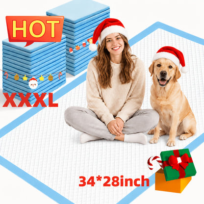 Ultra Absorbent Dog Potty Pads – 300% Thicker Mess-Proof Backing, 28"x34" & 24"x24" Sizes, 50-200 Pads Bulk Pack, for Home Travel & Camping, Ideal for Active Dogs & Puppies