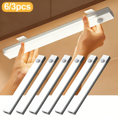 USB-C Rechargeable LED Motion Sensor Cabinet Lights 3 & 6 Pack – Wireless Magnetic Under Cabinet Night Light with 3 Modes for Kitchen, Closet, Stairs, Hallway & Bathroom, 10cm/20cm/30cm