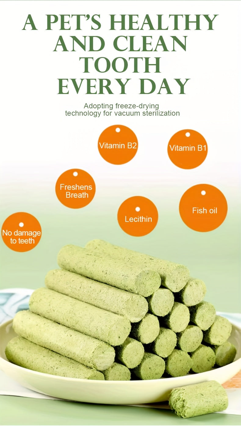 15pcs Dog Grass Stick Chews – Natural Teeth Cleaning Chewable Treats, Breath Freshener, High Fiber Digestive Health Snack Made with Grass & Meat – Healthy Dog Treat for All Breeds
