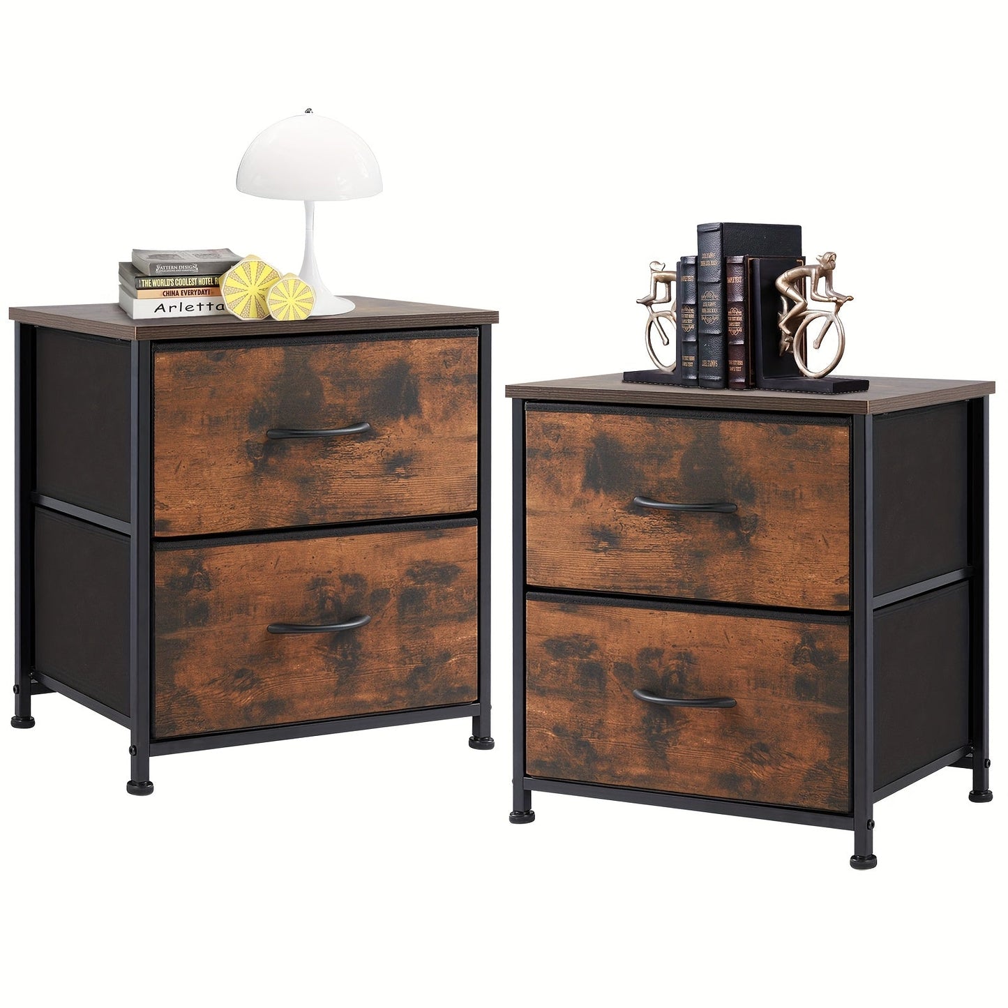 Drawer Cabinet with Metal Frame & Hardwood Top – Home Office Storage Organizer, 2 to 10 Drawers, Assembly Required – White, Grey, Black, Rustic Brown – Bedroom, Living Room & Office Filing Cabinet