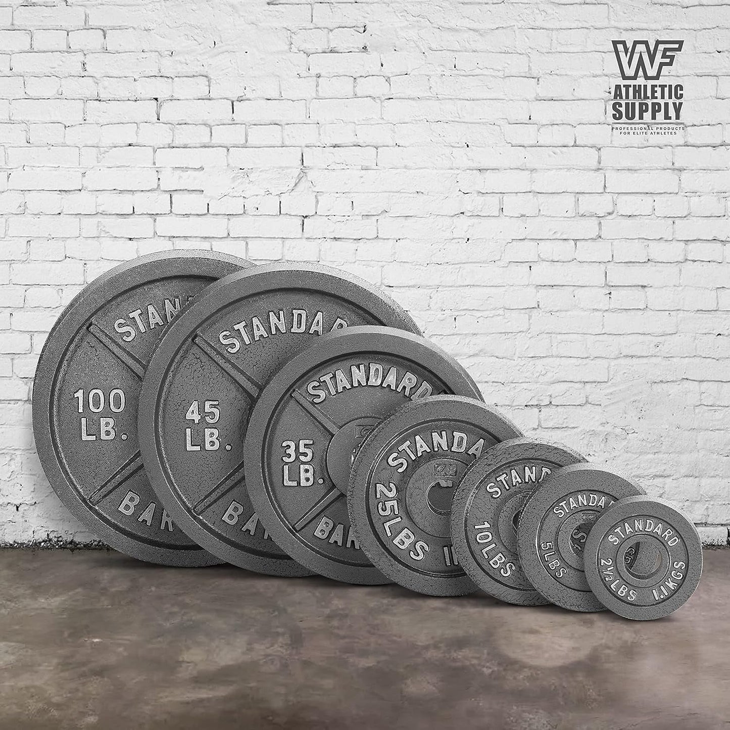 Cast Iron Weight Plates 2-Inch Olympic Solid Baked Enamel for Strength Training Powerlifting Bodybuilding Home Gym Barbell – 2.5 5 10 25 45 100LB CAPHAUS