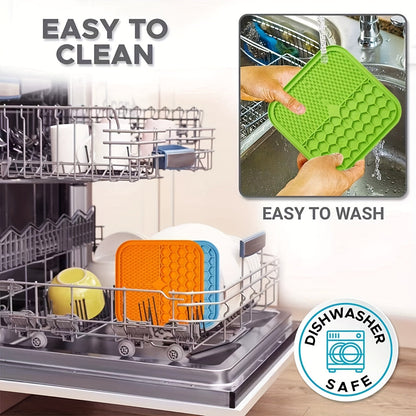 Licking Mat for Dogs & Cats with Suction Cup – Slow Feeder Pad for Bath Time, Boredom & Anxiety Relief, Peanut Butter Treat Lick Mat, Available in 1, 2 & 4-Pack