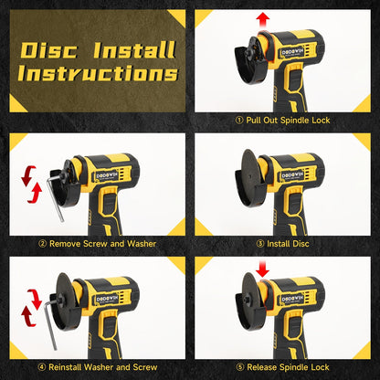 Mini Cordless Angle Grinder 19500 RPM Lithium Battery – Electric Grinding & Polishing Tool for Metal, Wood, Stone & Concrete, Precision Cutting Machine with 1 or 2 Batteries Included, Gift for Men