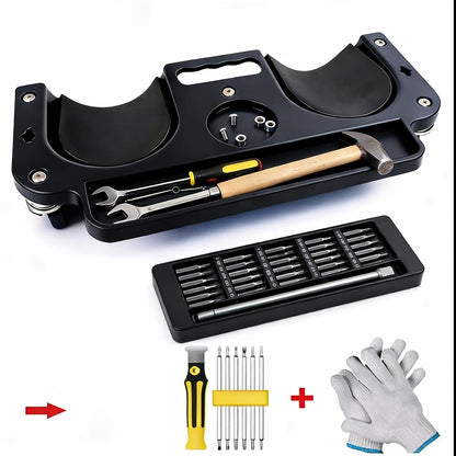 Rolling Knee Creeper Pad with Built-In Tool Tray – ABS High-Impact Frame, Cushioned Kneeling Pad for Mechanics, Carpenters, Flooring & Car Repairs – Multi-Color Automotive Repair Aid & Workshop Gift