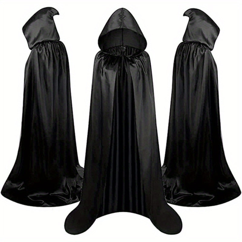 Halloween Black Death Cape 59 Inch Gothic Vampire Cloak for Adults – No Assembly Required, Flowing Silhouette Costume for Horror House, Carnival, Cosplay, Party, Festive Decoration