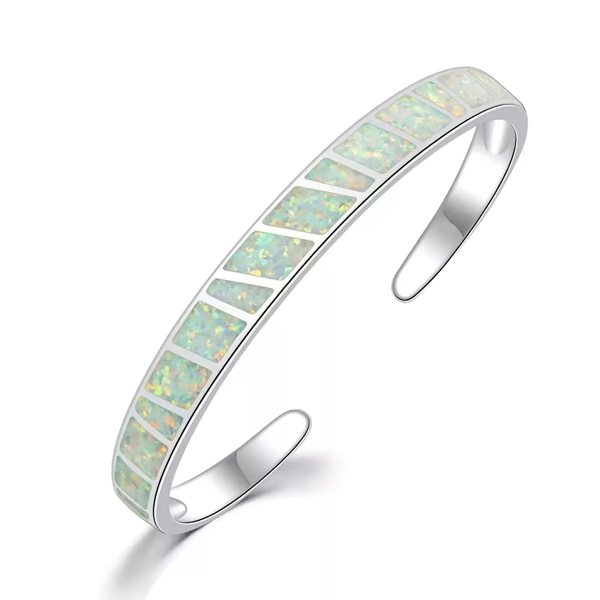 925 Silver Vintage Blue Opal Bracelet with Adjustable Chain – Elegant Women’s Jewelry for Daily Wear & Special Occasions, Classic Durable Accessory, Available in Blue, Pink & White