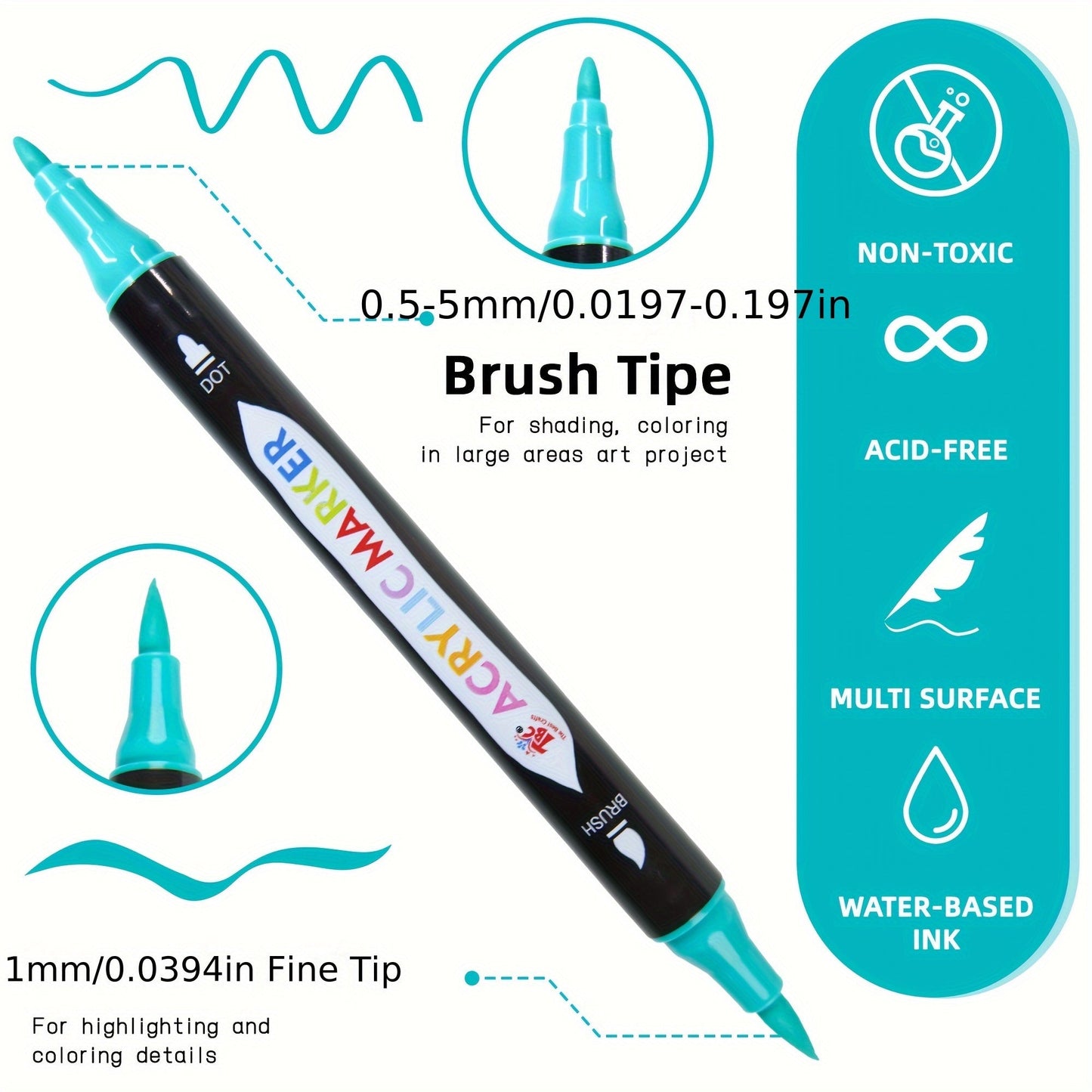 Dual Tip Acrylic Paint Markers Set – Non-Toxic Waterproof Fade-Resistant Paint Pens for Rock Painting, Canvas, Glass, Pottery, Wood & DIY Crafts, Ideal Gift for Artists & Kids