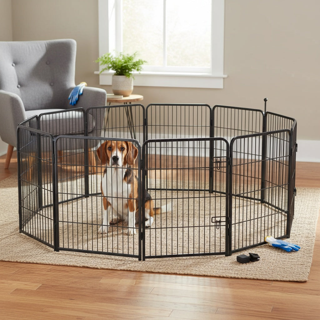 Heavy Duty Metal Dog Playpen – Portable Foldable Exercise Pen Fence for Small Medium Large Dogs, 8 or 16 Panels, No Assembly Required, Perfect for Indoor Outdoor Yard RV Camping