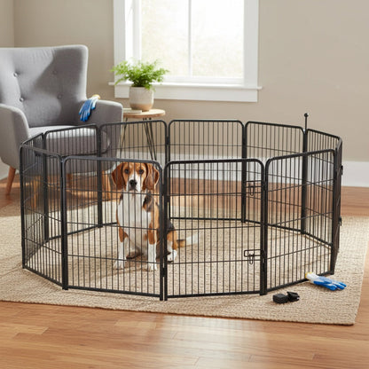 Heavy Duty Metal Dog Playpen – Portable Foldable Exercise Pen Fence for Small Medium Large Dogs, 8 or 16 Panels, No Assembly Required, Perfect for Indoor Outdoor Yard RV Camping