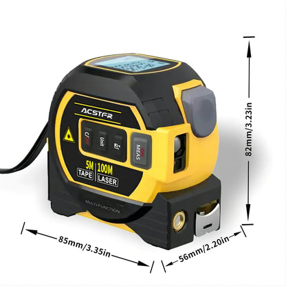 3-in-1 Laser Tape Measure with Digital Rangefinder & Steel Tape – High Precision Cross Laser Measuring Tool, Color Screen, Voice Broadcast, 2 AAA Batteries Included, for Construction, DIY & Home Use