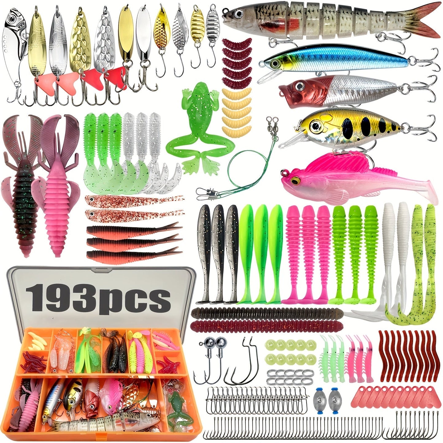 Fishing Tackle Set Complete Freshwater Kit 83 to 409 Pieces – Spinnerbaits, Crankbaits, Jig Heads, Sinkers, Hooks & Carry Case, Ultimate Bass Fishing Lure Assortment for Beginners and Pros