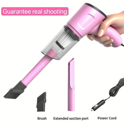 Pink Mini Handheld Car Vacuum Cleaner Strong Suction Dry Wet Cleaning for Pet Hair Cat Hair Multifunctional Portable Cordless Cute Design for Women Girls
