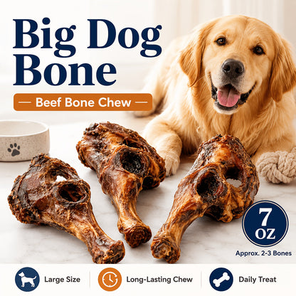 Long-Lasting Beef Bone Dog Chews Large Beef Flavor Chew Bones for Medium and Large Dogs Natural Daily Reward Treats for Indoor and Outdoor Snack Time Pet Dental Chews