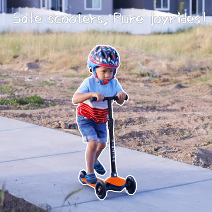 Kids 3-Wheel Scooter with Light Up Wheels – Adjustable Height Lean-to-Steer Toddler Scooter for Ages 2-5, Front Brake & Double Suspension, Pink Blue Black Red