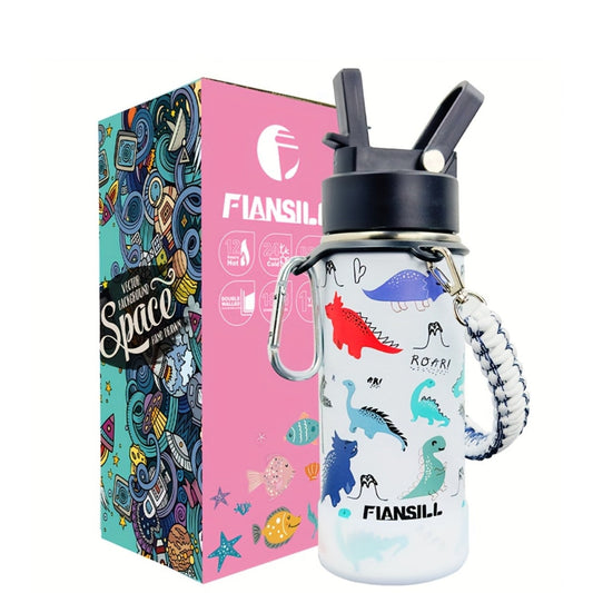16oz Kids Stainless Steel Water Bottle – Vacuum Insulated, 3D Printed Design, Leak-Proof & BPA-Free, Cold 24H Hot 12H, Fun Styles for Boys & Girls – Perfect Gift for Students, School & Outdoor Activities