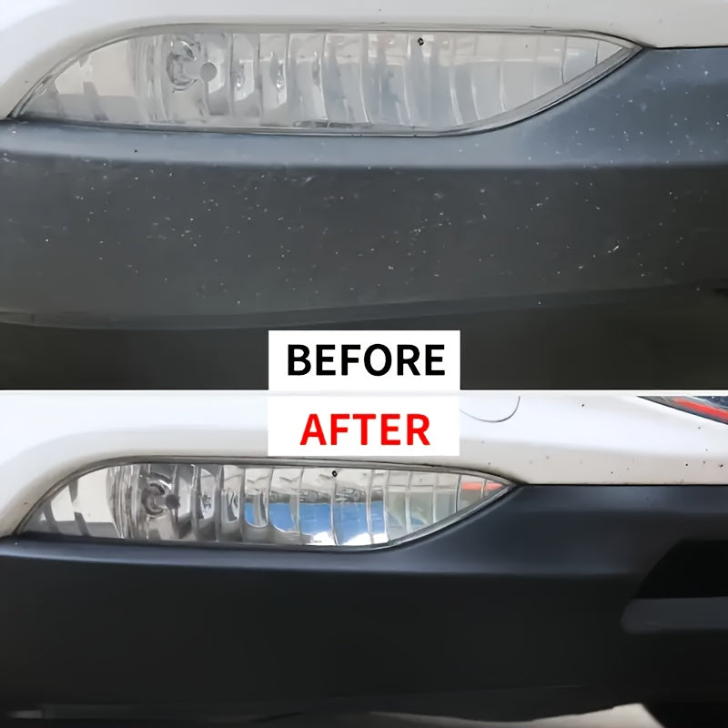 Car Plastic & Rubber Repair Cream All-in-One Trim Restorer Scratch Remover Tire Shine Wax, Anti-Cracking Anti-Aging Formula for Interior Exterior Car Detailing, Includes Sponge