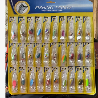 30pcs Metal Spinnerbait Fishing Lures for Bass, Trout, Pike & Salmon – Assorted Vibrant Colors with Sturdy Metal Hooks for Freshwater & Saltwater Outdoor Fishing Tackle Set