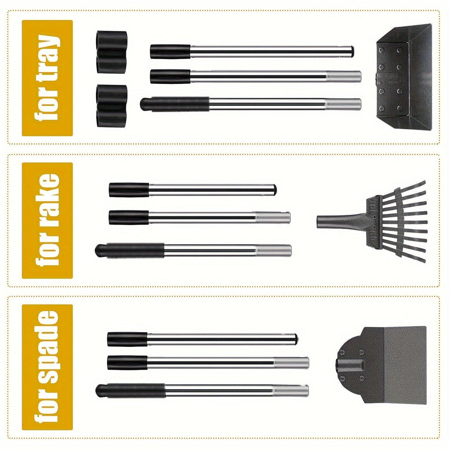 Stainless Steel Dog Pooper Scooper Set with Adjustable Long Handle – Rust-Proof Tray & Rake Pet Waste Removal Tool, No Bending, Easy to Clean, Ideal for All Dog Breeds, Outdoor Yard & Grass Use
