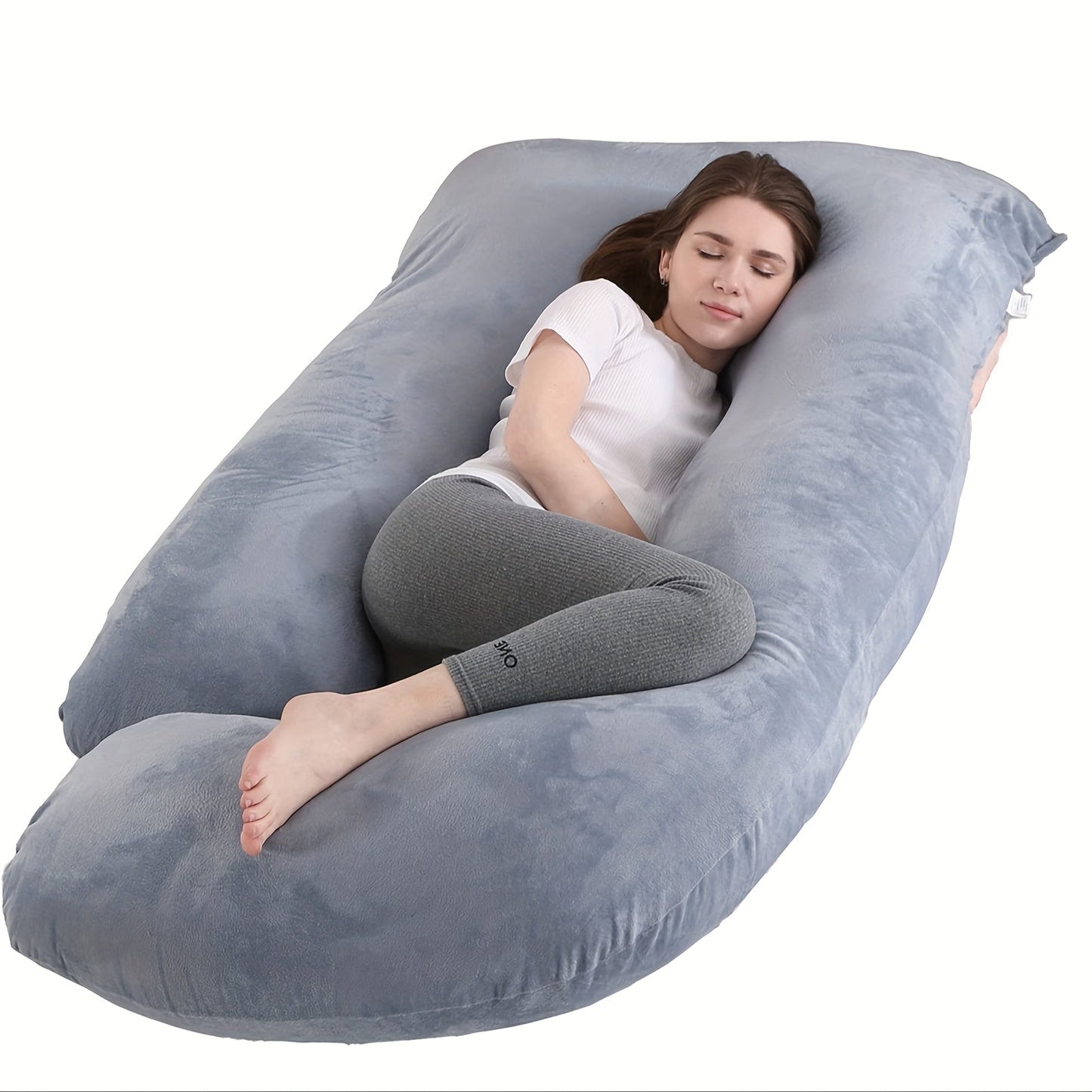 J-Shaped Maternity Pillow Full Body Pregnancy Pillow with Pillowcase – Back, Leg & Tummy Support for Comfortable Sleep, 41" & 60" Sizes, Multiple Colors & Fabrics, Great Baby Shower Gift