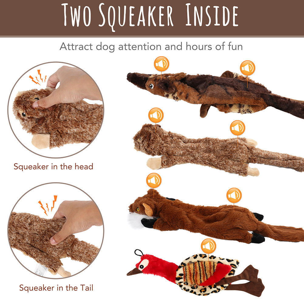 Dog Squeaky Toys No Stuffing 5 Pack – Durable Plush Chew Toy Bundle for Small Medium Large Breeds, Dual Squeaker Puppy Teething Toys, Interactive Fetch Toys for Dogs, Best Birthday Gift for Pets